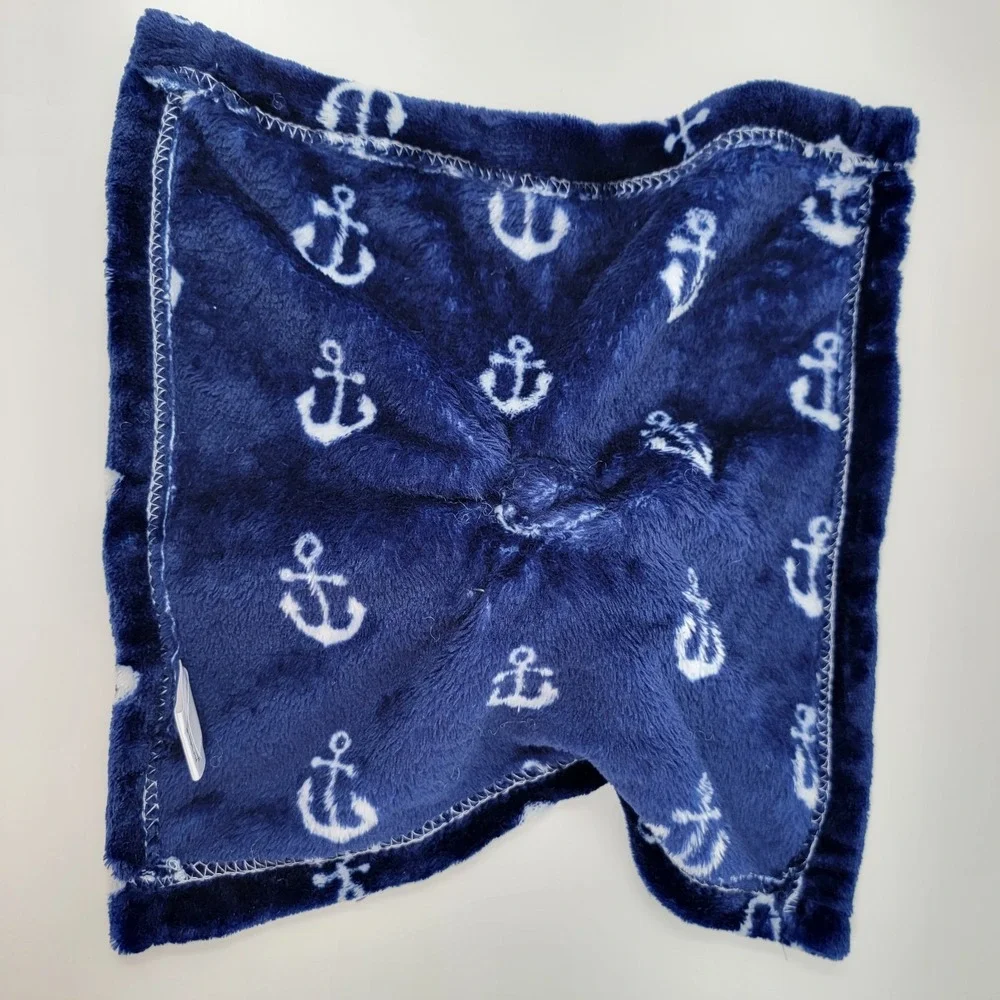 NWT HB Hudson Baby Whale Anchor Nautical Plush Navy Blue Lovey Security Blanket
